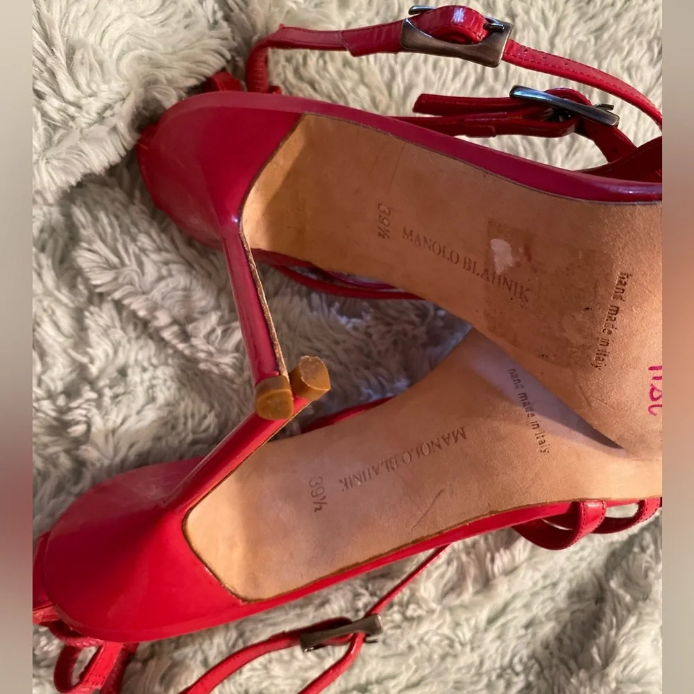 Manolo Blahnik RED Strappy Heels - Picture 11 of 16
